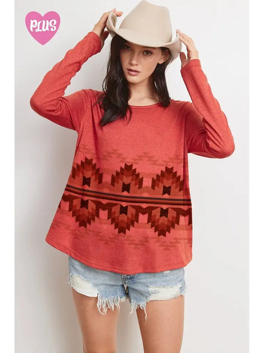 Blouse - Curvy Aztec