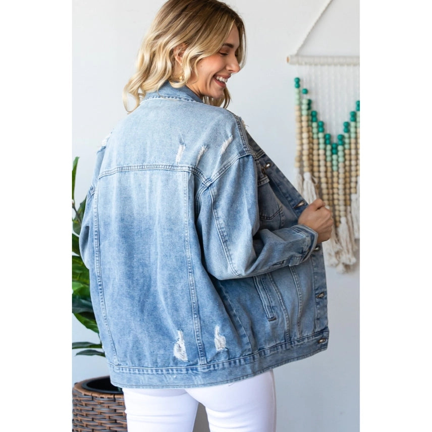 Denim - Jacket Curvy Distressed