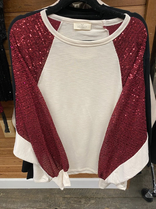 Blouse- Burgandy Sequin Shimmer